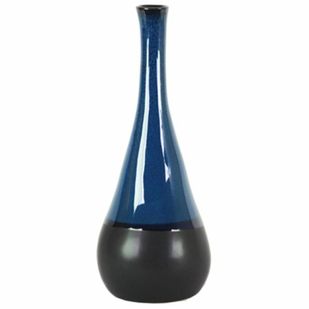 URBAN TRENDS COLLECTION Stoneware Bellied Round Vase with Small Mouth, Blue - Large 11427